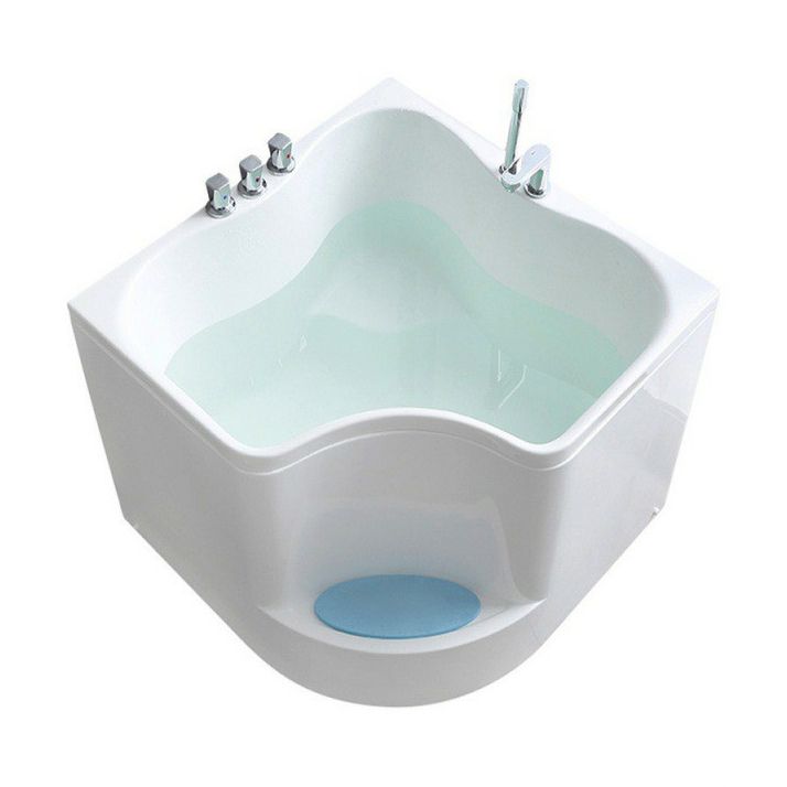 Modern Corner Soaking Bathtub White Acrylic Bathtub with Center-Front Drain