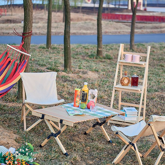 Solid Wood Dining Table Rectangle UV Resistant Camping Table