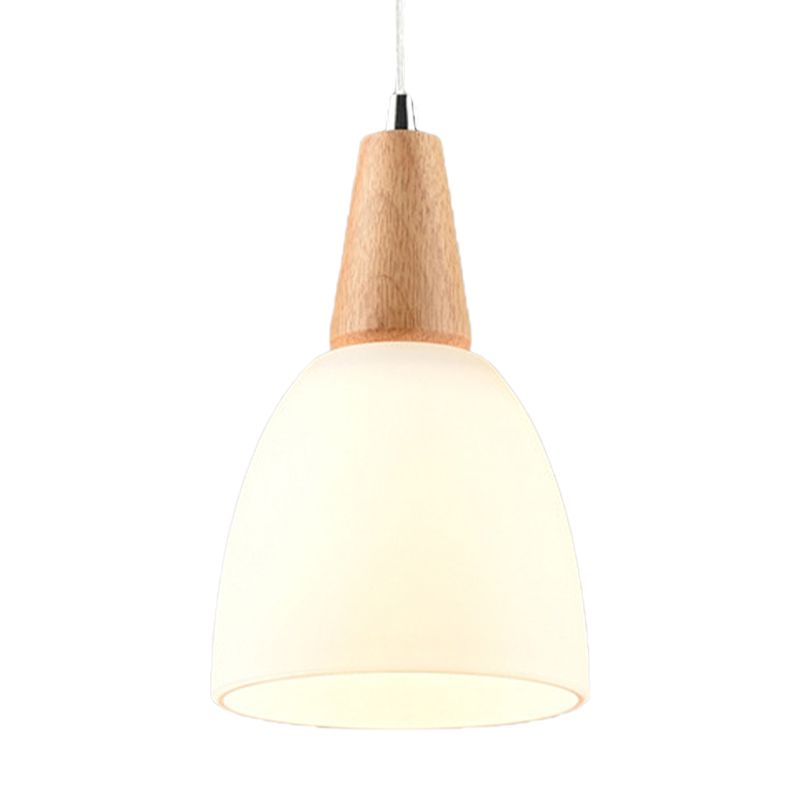 Bowl Drop Pendant Nordic Matte White Glass 1/2/3-Head Beige Hanging Lamp Kit for Dining Room