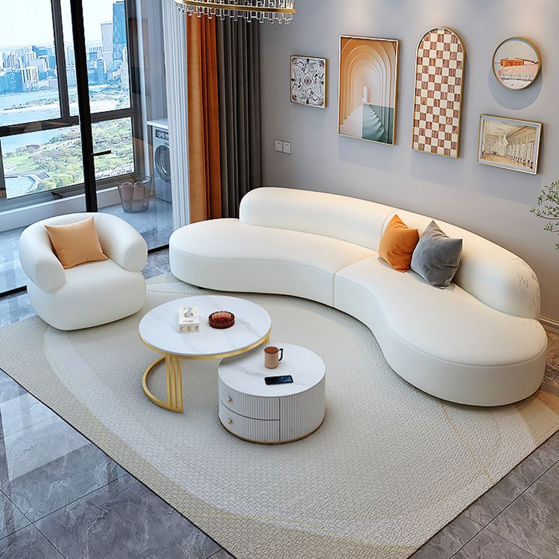 White Sectionals Stain-Resistant Sectional Sofa for Living Room