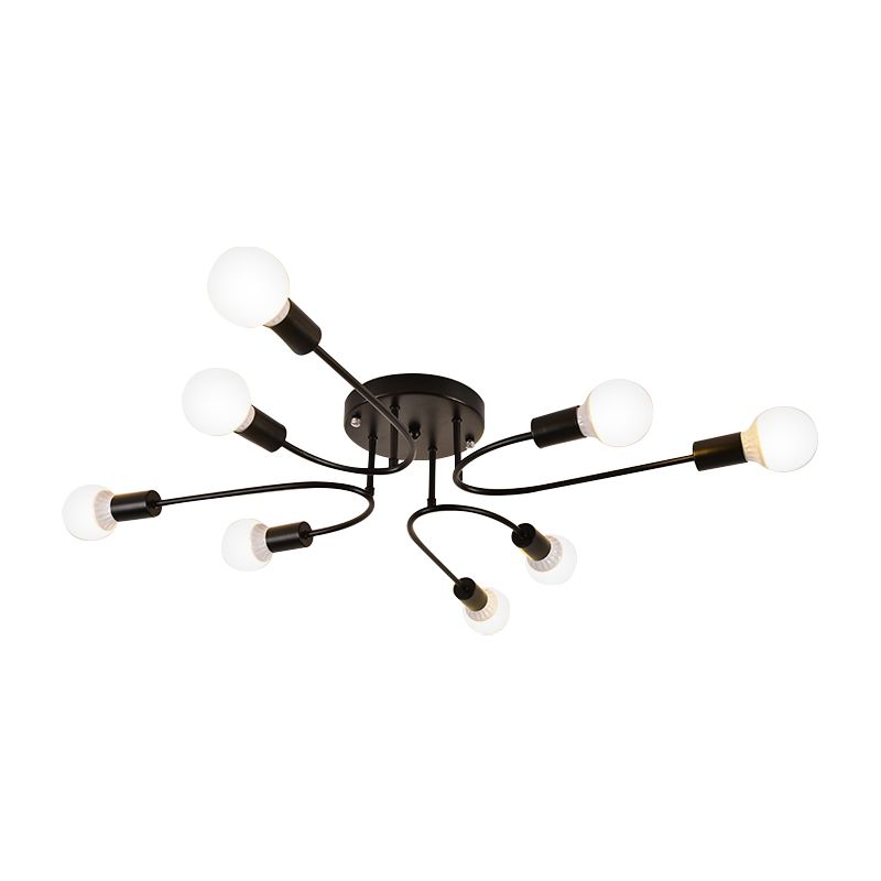 Starburst Semi Flush Mount Lighting Nordic Metal 6/8/10 Lichter Weiß/Gold/Schwarz Deckeneinbauleuchte für Schlafzimmer