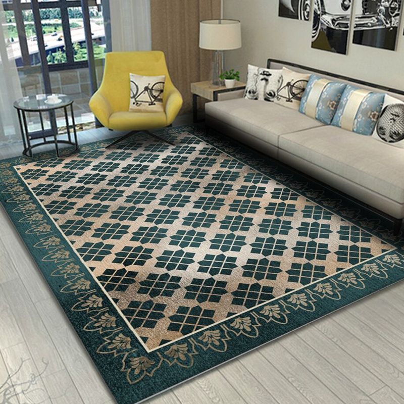 Light Brown Flower Rug Polyester Retro Rug Washable Rug for Drawing Room