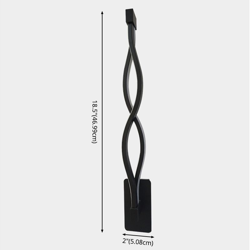 Amplia de pared lineal de LED negro en la lámpara de pared de hierro forjado de estilo conciso moderno con sombra de silicona