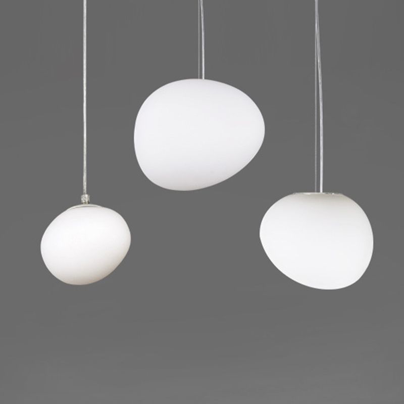 Wit kiezelvormige glazen ophanging Licht Moderne stijl Minimalisme Corridor Verlichtingsarmatuur met 70,8 "verstelbare draad