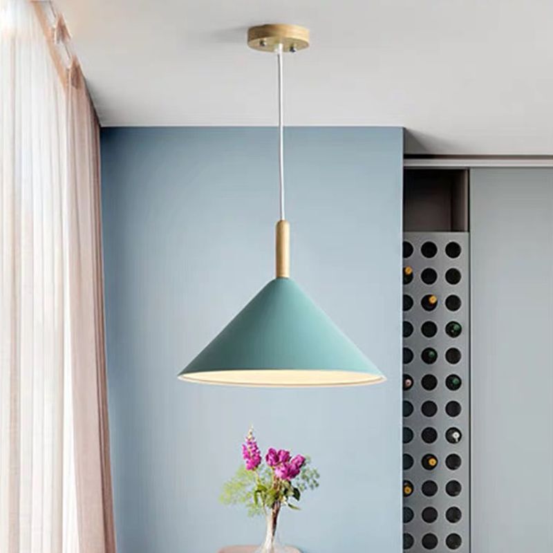 1 illuminazione a sospensione di cono leggero a cono moderno illuminazione sospesa in metallo per sala da pranzo