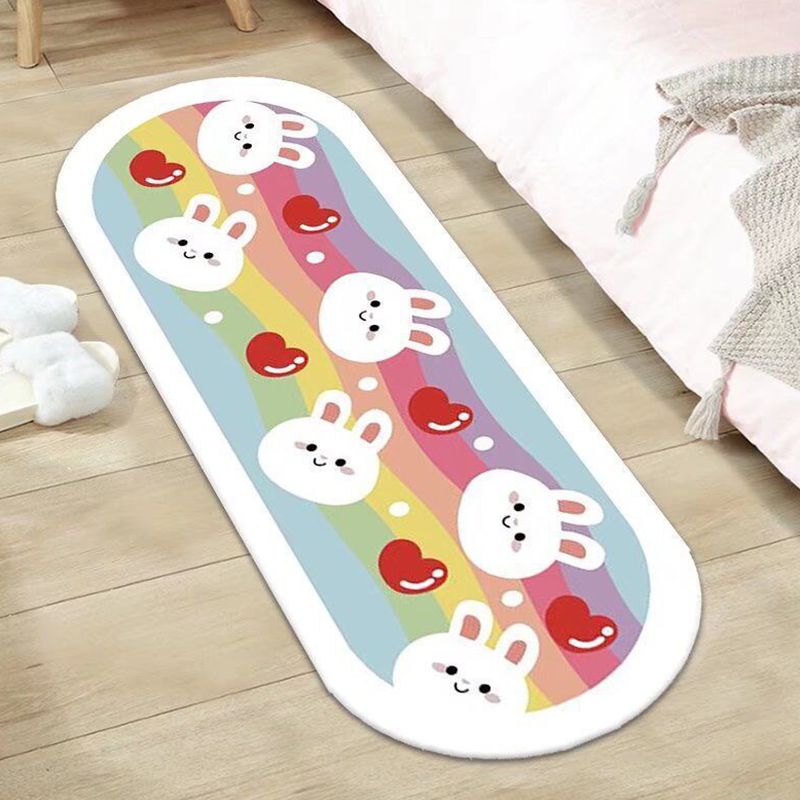 Orange Casual Rug Flower Polyester Rug Stain Resistant Rug for Living Room