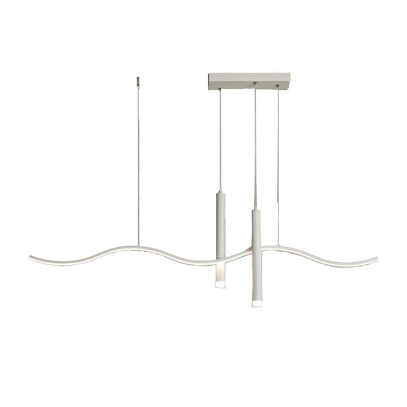 3-Light White Modernism Kitchen Island Lighting LED Metallic Ceiling Light
