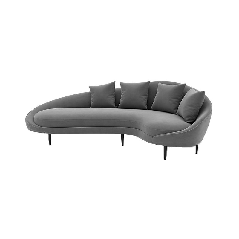 Sloped Arm Sofa Velvet Curved Sofa for Living Room, Apartment