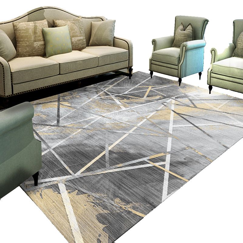 Unique Geometrical Print Rug Multi Color Modern Carpet Synthetics Stain Resistant Washable Non-Slip Backing Rug for Home