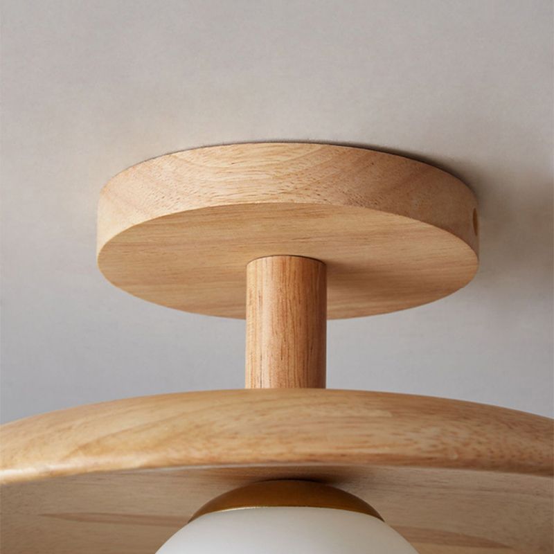 Japanese Style Wooden Ceiling Light Ball Shape Ceiling Lamp for Living Room