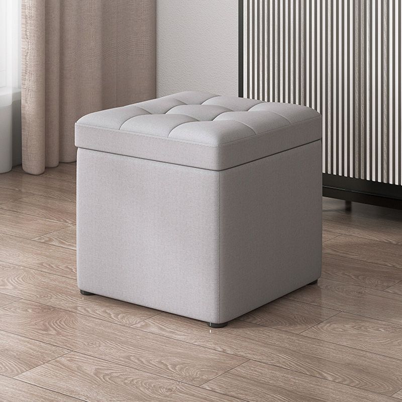 Modern Dark Grey Square Pouf Cotton Tear Resistant Pouf for Living Room