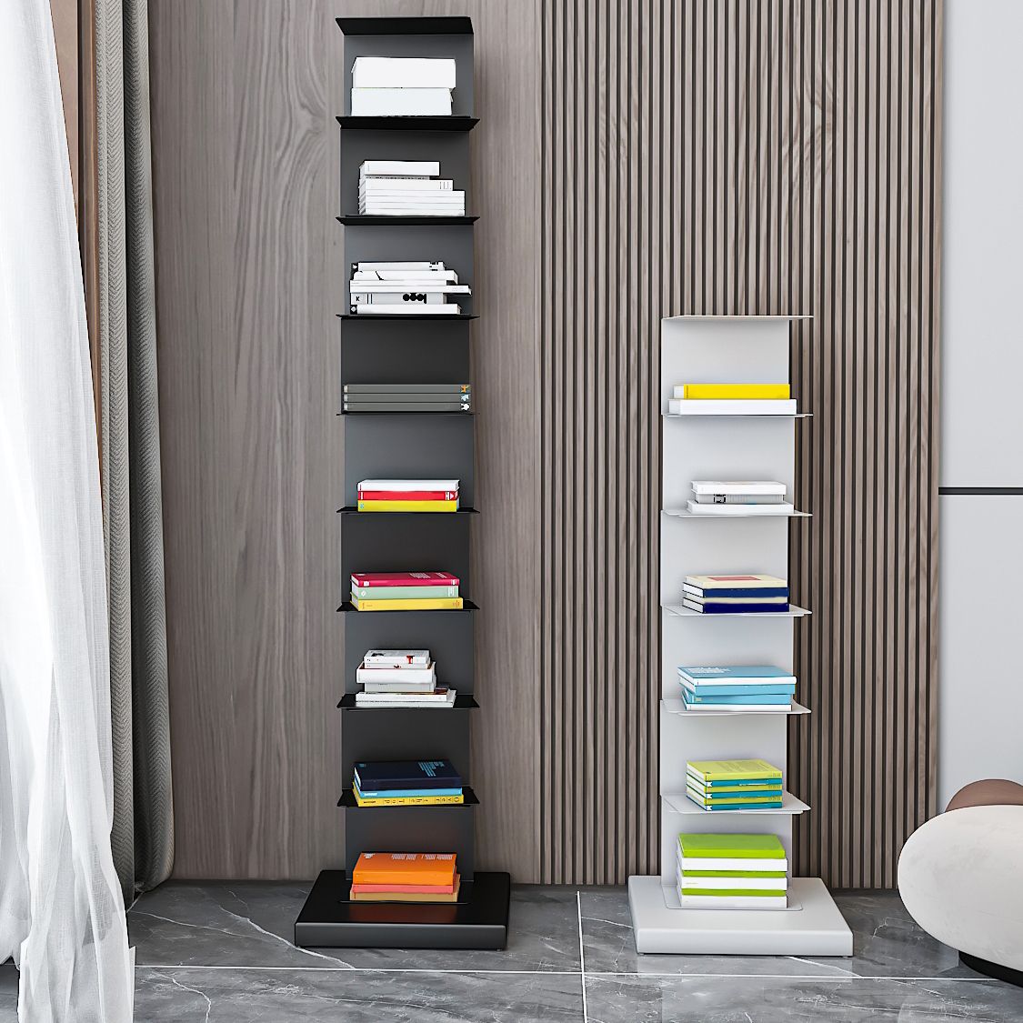 13.78"W Bookshelf Contemporary Style Invisible Bookcase for Home and Office