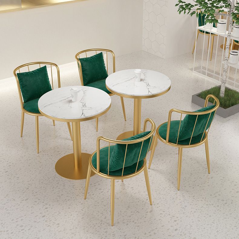 1/3 Pcs Metal Glam Dining Room Set with Round Table and Pedestal Base Dining Set
