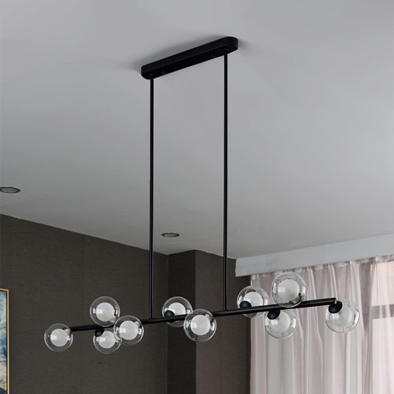 Modern Kitchen Island Lighting Round Hanging Island Lights with Clear Glass Shade