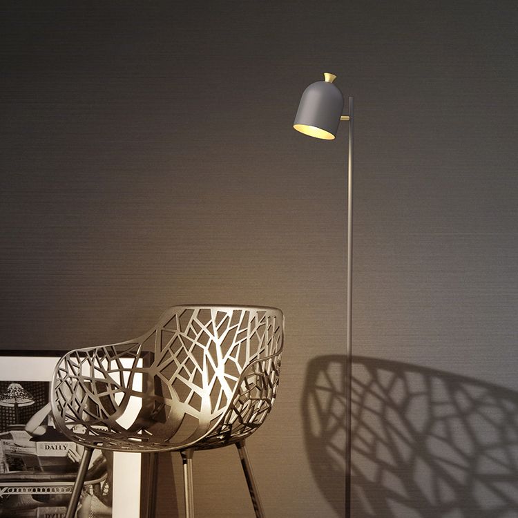 Macaron Cloche Shade Standing Lamp Metal 1 Head Bedroom Floor Light