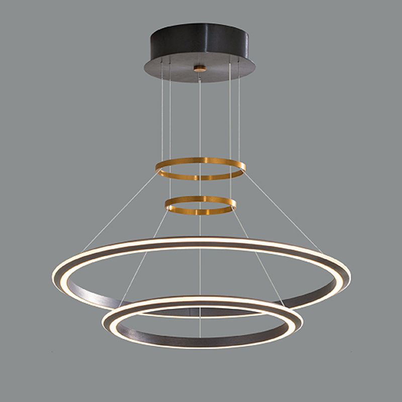 Modern Aluminum Chandelier Multi-Layer Circle 2 Lights Chandelier Pendant Lamps for Living Room