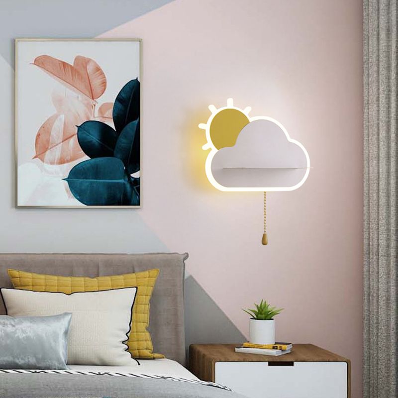 Cartoon Style Iron Wall Light LED Cloud Shape Wall Lamp for Children's Room