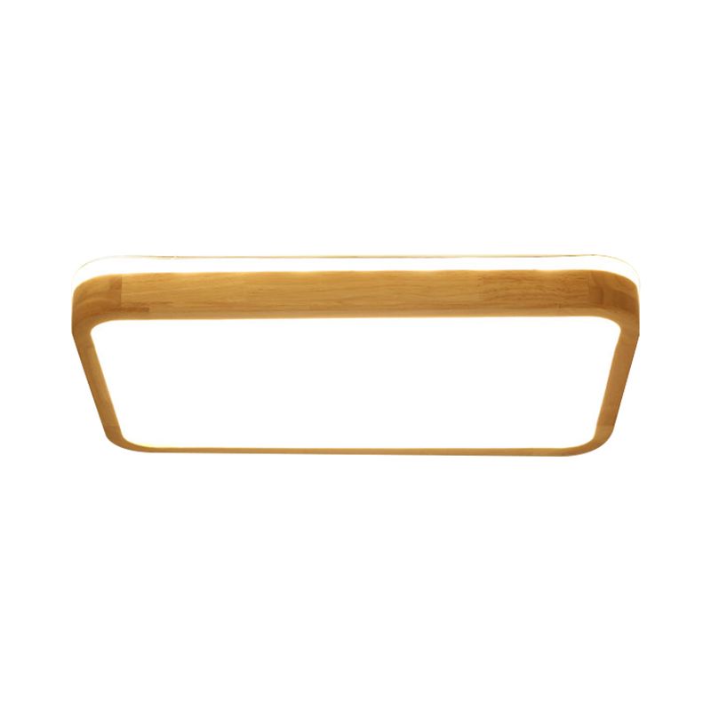 Lampe encastrée en bois carrée/rectangulaire LED moderne 12"/16"/19,5" de large plafonnier encastré beige avec diffuseur givré en lumière naturelle