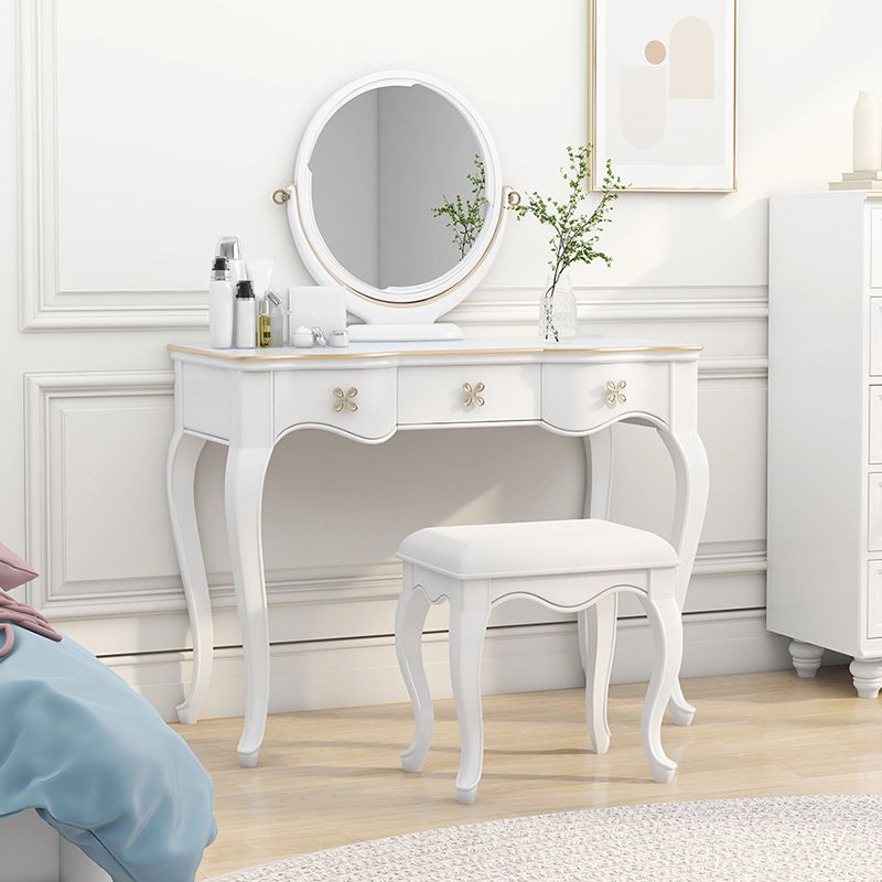 3 Storage Drawers & Mirror Vanity Set Victorian Wood Make-up Vanity