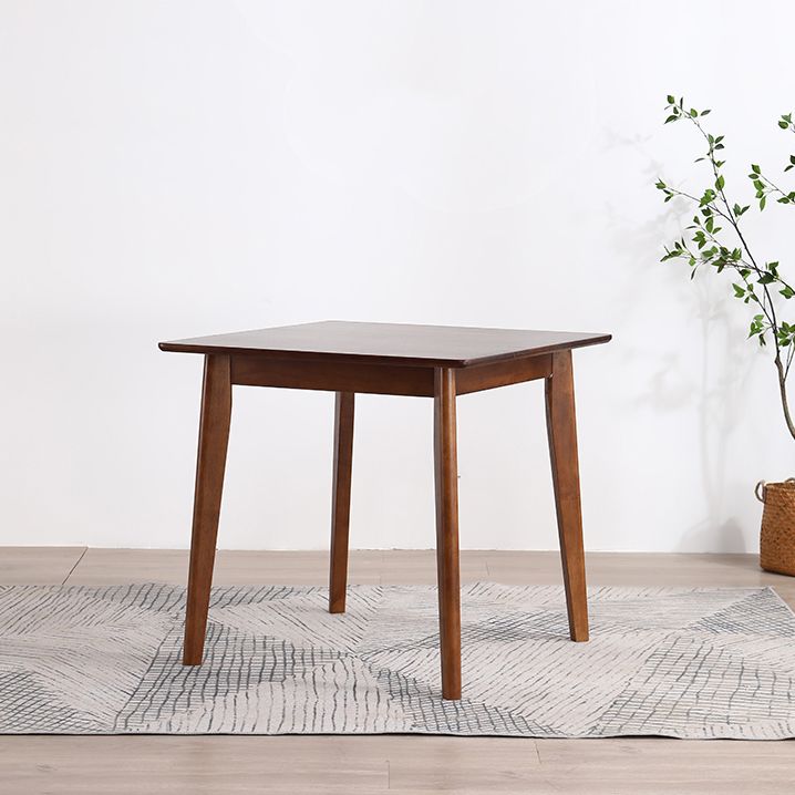 Square Shape Industrial Dining Table Wood Color Fixed Table with Rubberwood Solid Wood