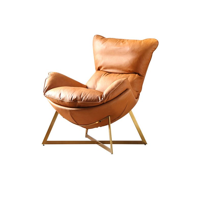 Glam Removable Cushions Gold Base Fixed Back Cross Lounge Accent Chair