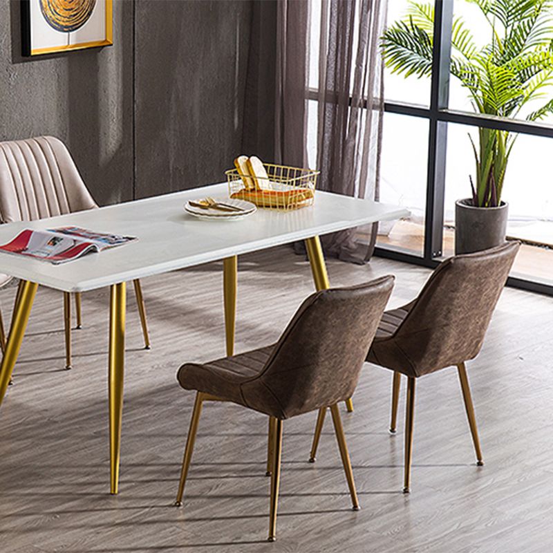 Chaises sans bras de salle à manger en métal nordique, chaise latérale rembourrée pour Restaurant