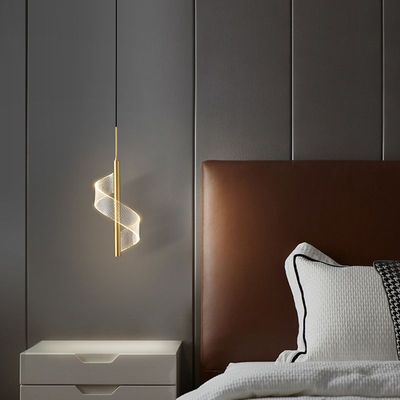 Postmodern Metal Pendant Light Simple LED Ceiling Lamp with Acrylic Shade for Bedroom