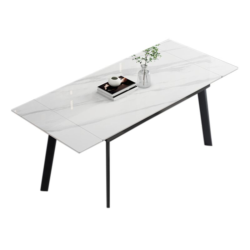 Contemporary 1/2/5/7 Pieces Furniture Rectangle Stone Dining Set in White