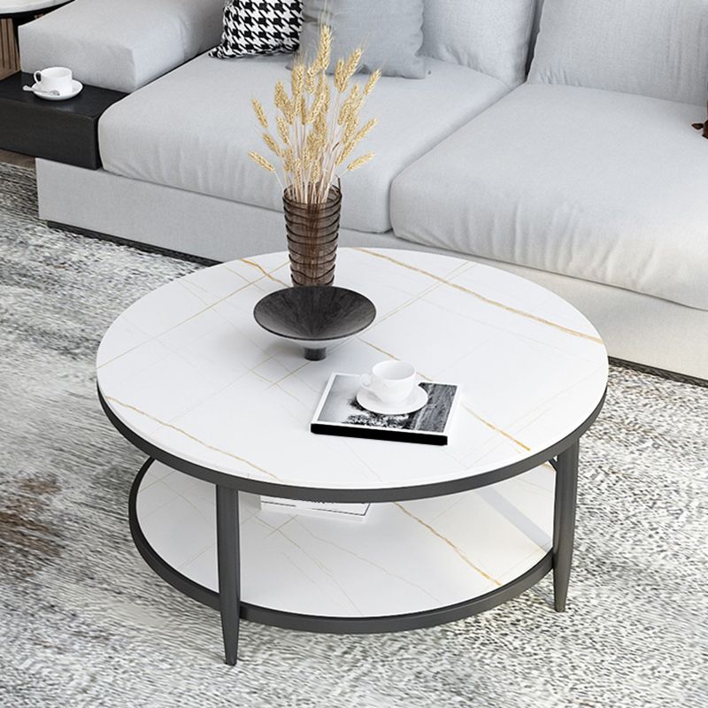 Glam Round 4 Legs Coffee Table Slate Top Coffee Cocktail Table