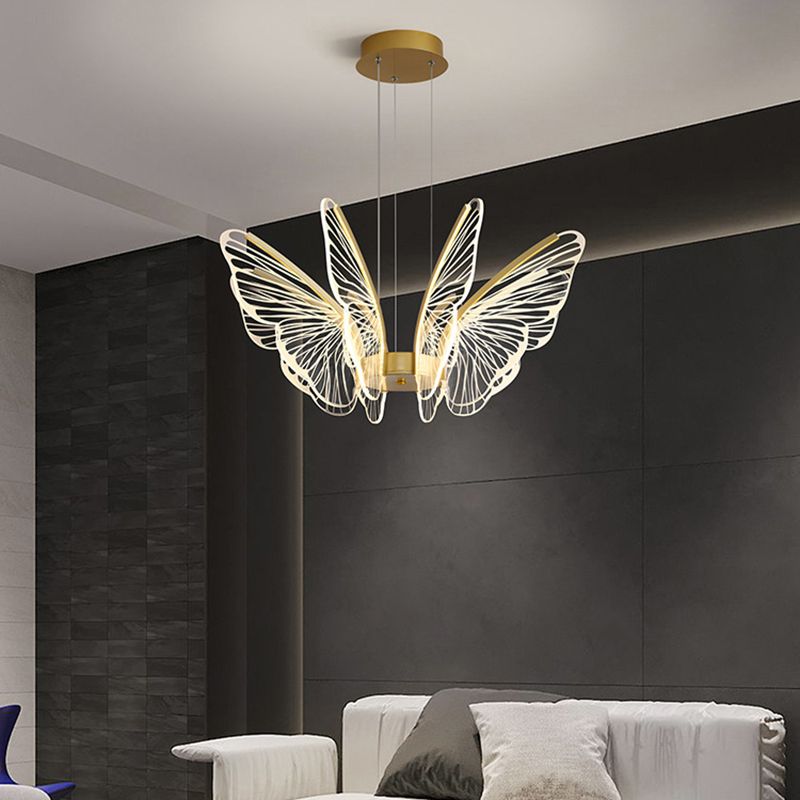 Butterfly Acrylic Ceiling Lamp Modern Style Multi Lights Pendant Lighting Fixtures