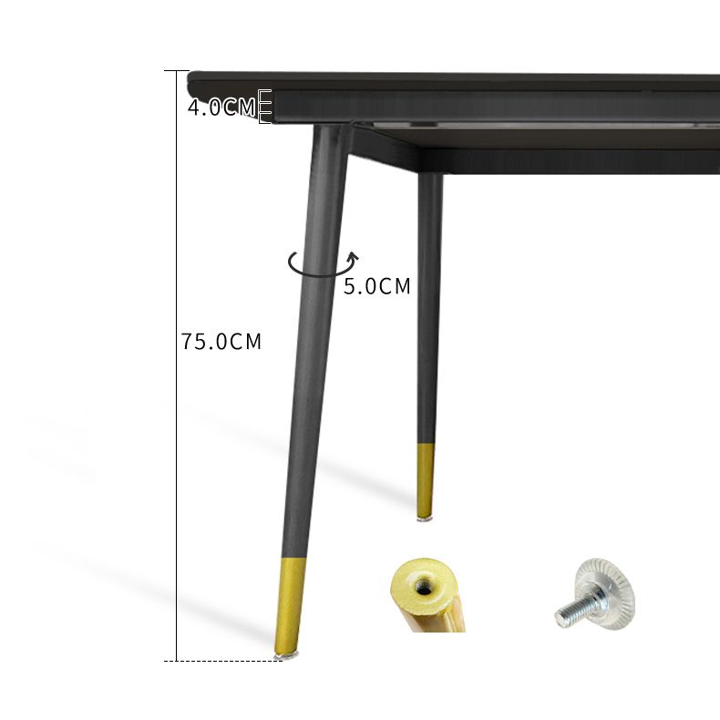 Modern Stone Top Dinette Set 1/2/4/5/7 Pieces Rectangle Dining Table Set in Black