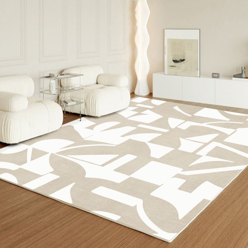Dark Brown Modern Rug Polyester Irregular Color Piece Rug Washable Rug Sitting Room