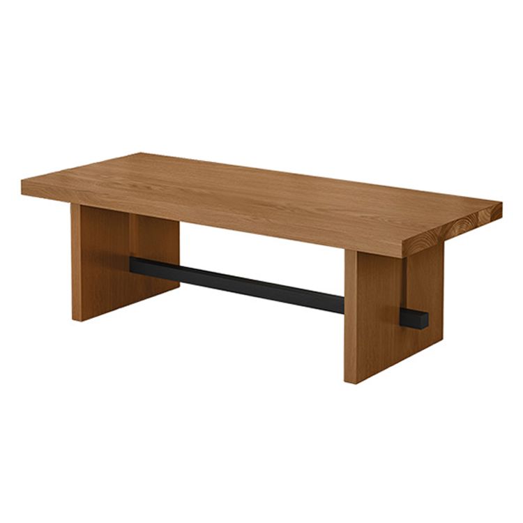 Modern Pine Wood Table in Brown for Restaurant Rectangle Table with Trestle Base