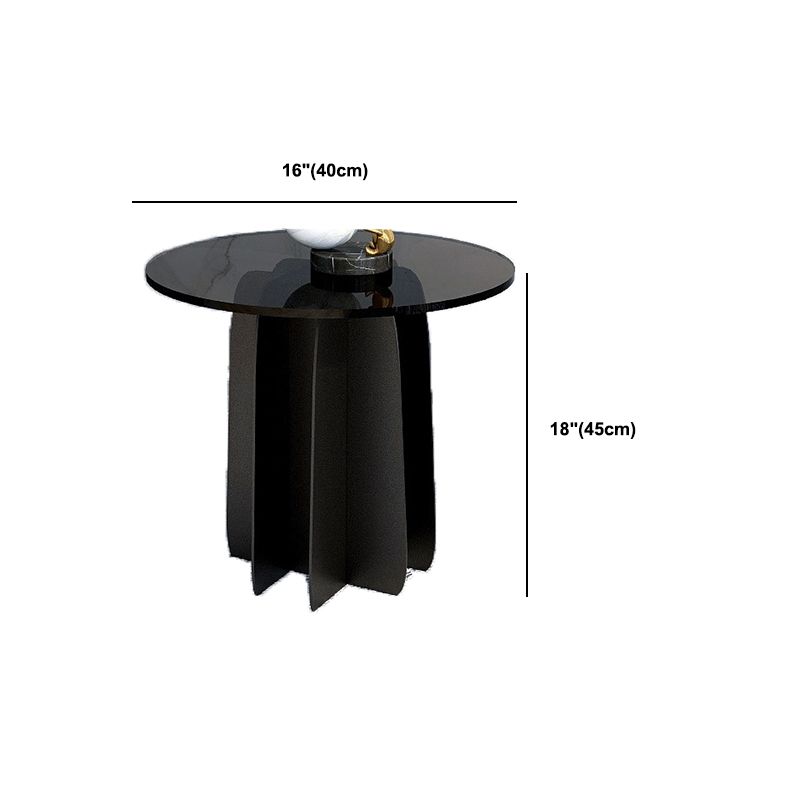 Modern Style Round Glass Table with Metal Base Pedestal Base Coffee Table