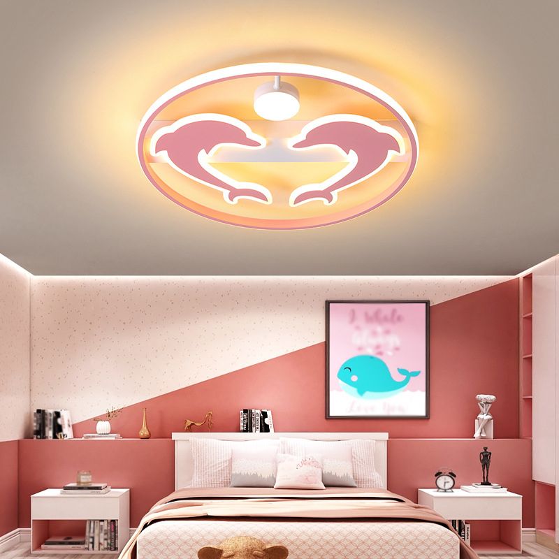 Dauphin et boule enfants chambre encastré éclairage acrylique dessin animé LED plafonnier