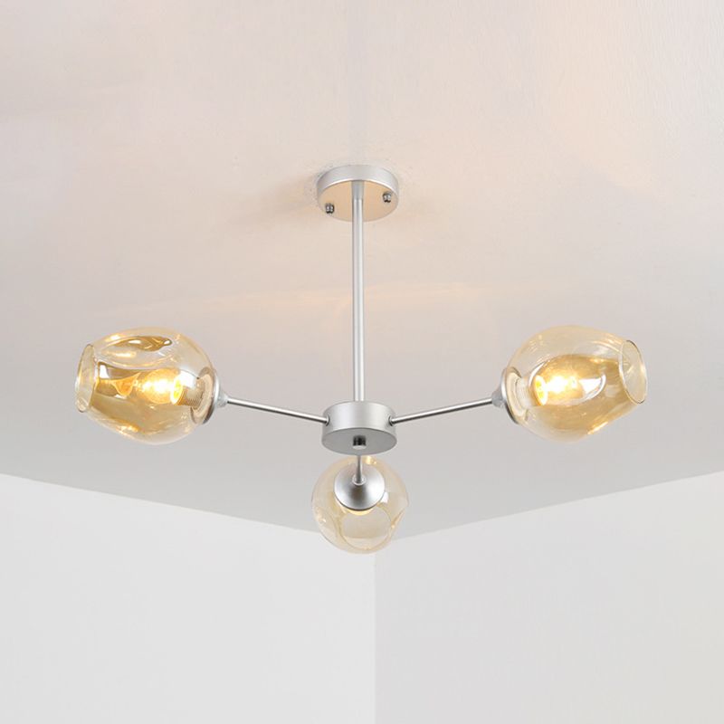 Contemporary Style 3-Light Sliver/Black Ceiling Light Sputnik Sphere Chandelier