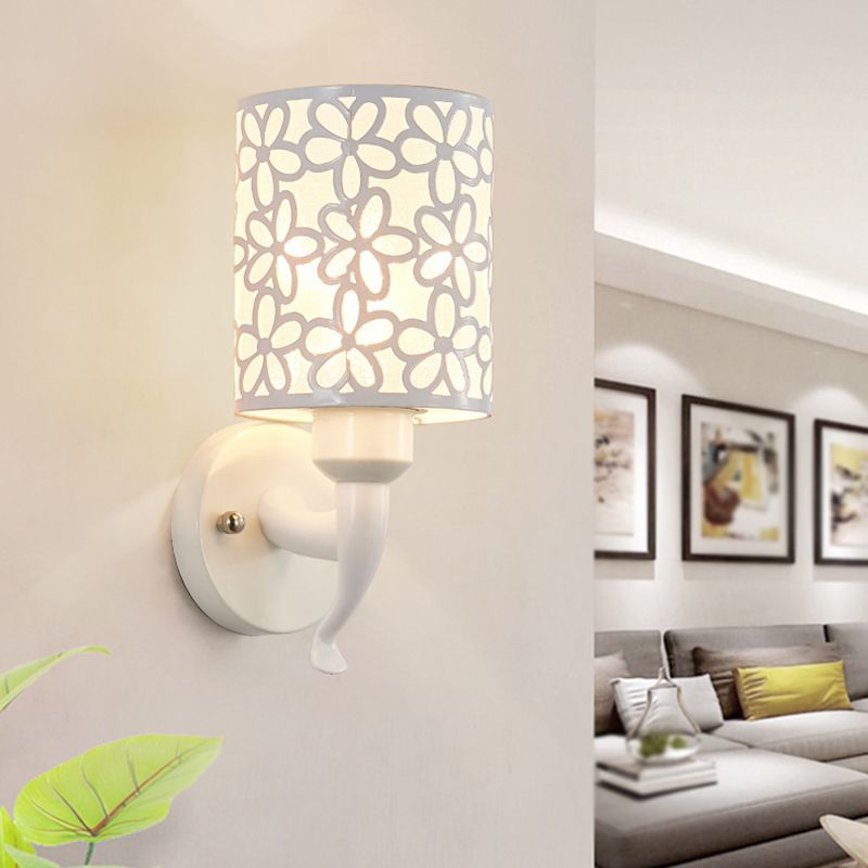 Modern Metal Wall Sconce Cylinder Shape Vanity Lamp with Plastic Shade for Bathroom
