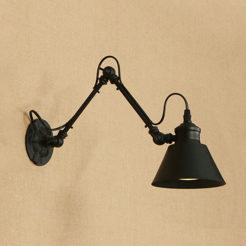 1 tête conique Moup de montage Aymordage rétro Retro Black / Chrome Metal Swing Bran Mur Mur Wall pour étude Salle