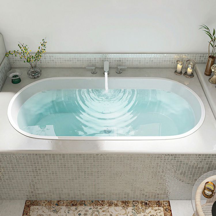 Contemporary Oval Acrylic Bathtub Soaking Drop-in Bathtub with Faucet