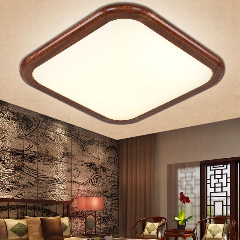 Geometrische Unterputzleuchte aus Massivholz im nordischen Stil, braune LED-Deckenleuchte für Schlafzimmer