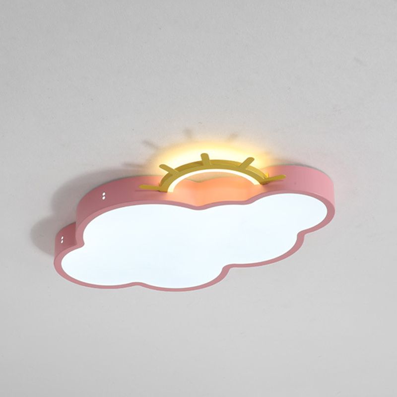Metal Cloud Shade Flush Ceiling Light Kid Style 2 Lights Flush Mount Fixture