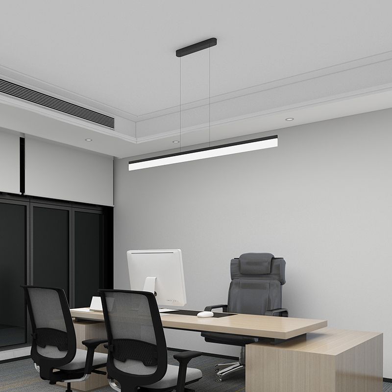 Black Aluminum Minimal Ceiling Lamp 1-Light LED Pendant Lighting Fixture for Office
