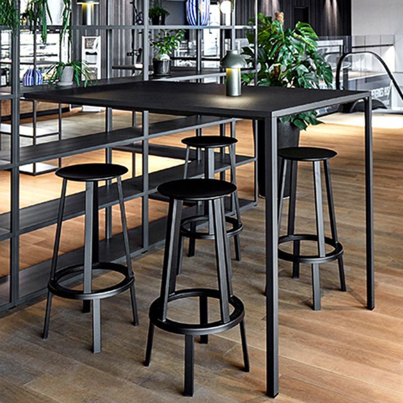 Contemporary Backless Barstool Round Seat Armless Bar Stools with 4 Metal Legs