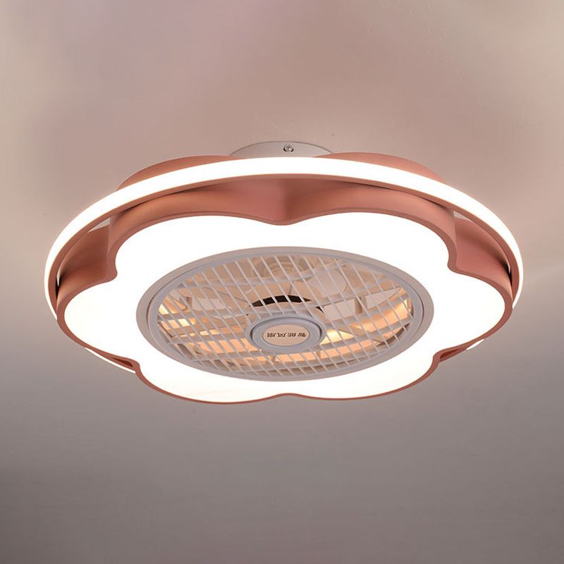 MODERNAL MOTALLISME MÉTALLIQUE DE 28 "LEDTHER LED PADIR LAMPE FAN PRODUCE FAN en noir / rose / bleu