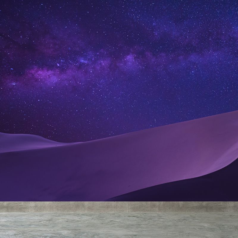Dune and Starry Night Mural Wallpaper Purple Modern Romantic Wall Art for Living Room