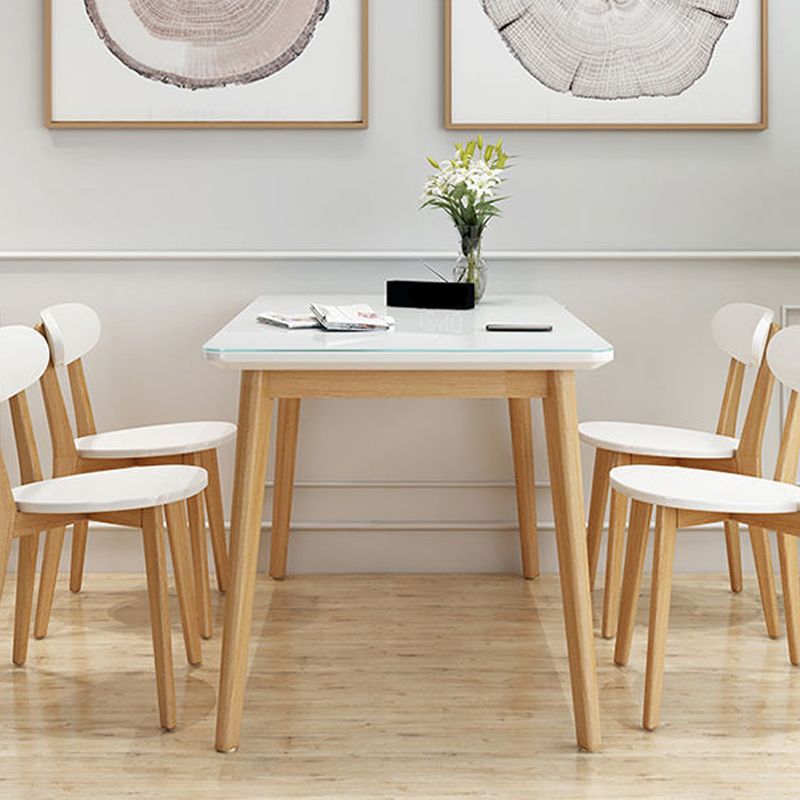 White Stone Top Dining Table Mid-Century Modern Table with 4 Legs