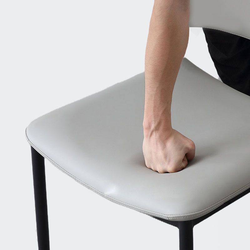 Silla lateral de comedor con respaldo abierto de estilo industrial, sillas de comedor de cuero para el hogar