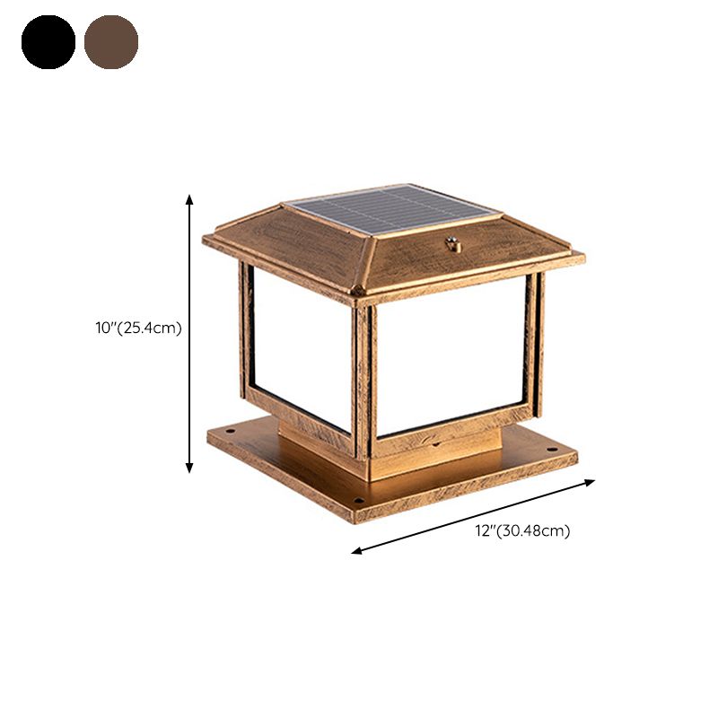 Rectangle Shape Metal Outdoor Light Modern Style 1-Light Solar Pillar Lights