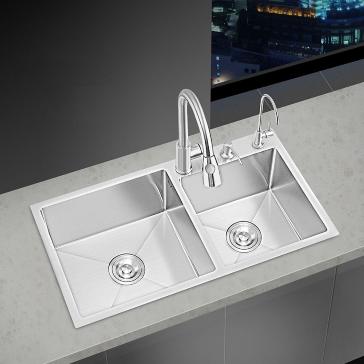 Modern Style Kitchen Sink Overflow Hole Design Scratch Resistant Kitchen Sink