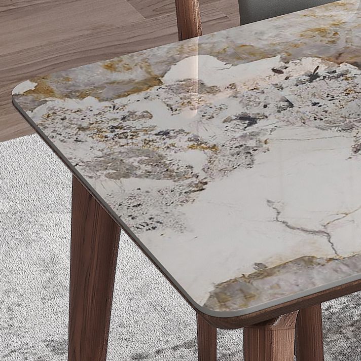Modern Sintered Stone Top Dining Set 1/4/5/7 Pieces Walnut Dining Table with Chairs